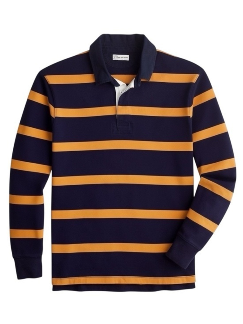 J. Crew Blue & Orange Stripe Preppy Academia Old Money Rugby Shirt Size L